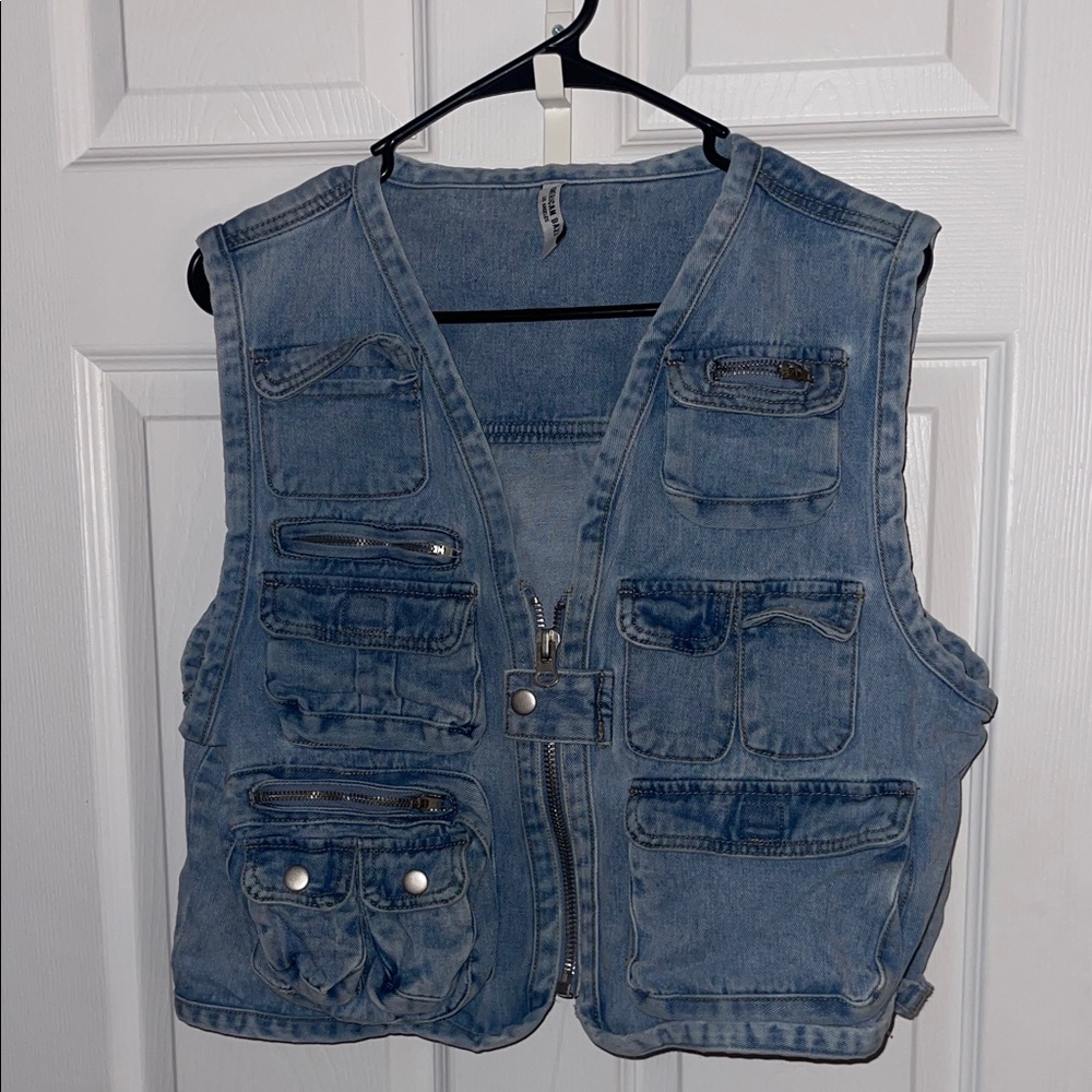 Blue Denim Utility Vest